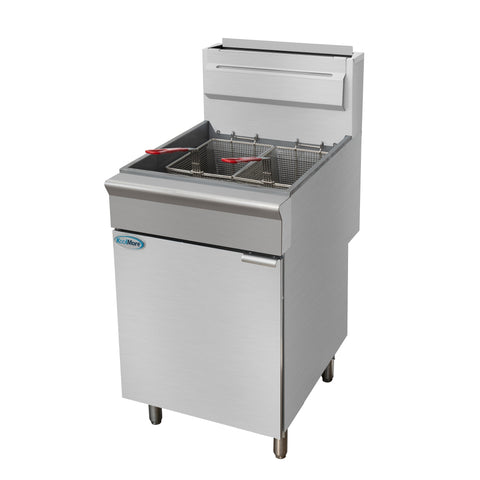 75 lb. Floor Standing Liquid Propane Commercial Fryer with 150,000 BTU in Stainless-Steel, ETL Listed (KM-FDF75-LP)