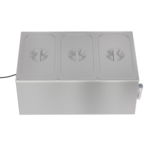 6 Qt. Three-Section Electric Countertop Food Warmer With Faucet, CFW-3T.