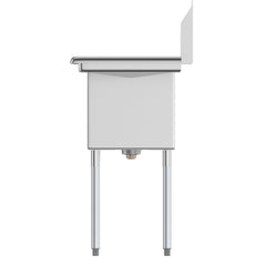 33 in. One Compartment Stainless Steel  Commercial Sink with Drainboard, Bowl Size 15"x 15"x 12" SA151512-15R3.