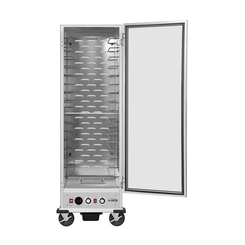 33 in. Commercial Non-Insulated Heated Holding/Proofing Cabinet with Glass Door and Wire Racks in Silver (KM-CHP36-WNGL)