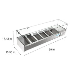 59 in. Six Pan Refrigerated Countertop Condiment Prep Station - SCDC-6P-SG