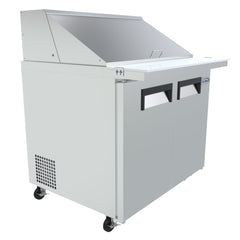 2-Door Mega Top Stainless Steel Refrigerated Sandwich Prep Table, 10 cu. ft. SPTR-2D-10C-LT.