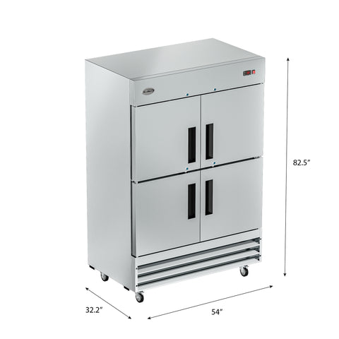54 in. Commercial Stainless Steel Solid Half Door Reach-In Freezer, 47 cu. ft. RIF-2D-SSHD