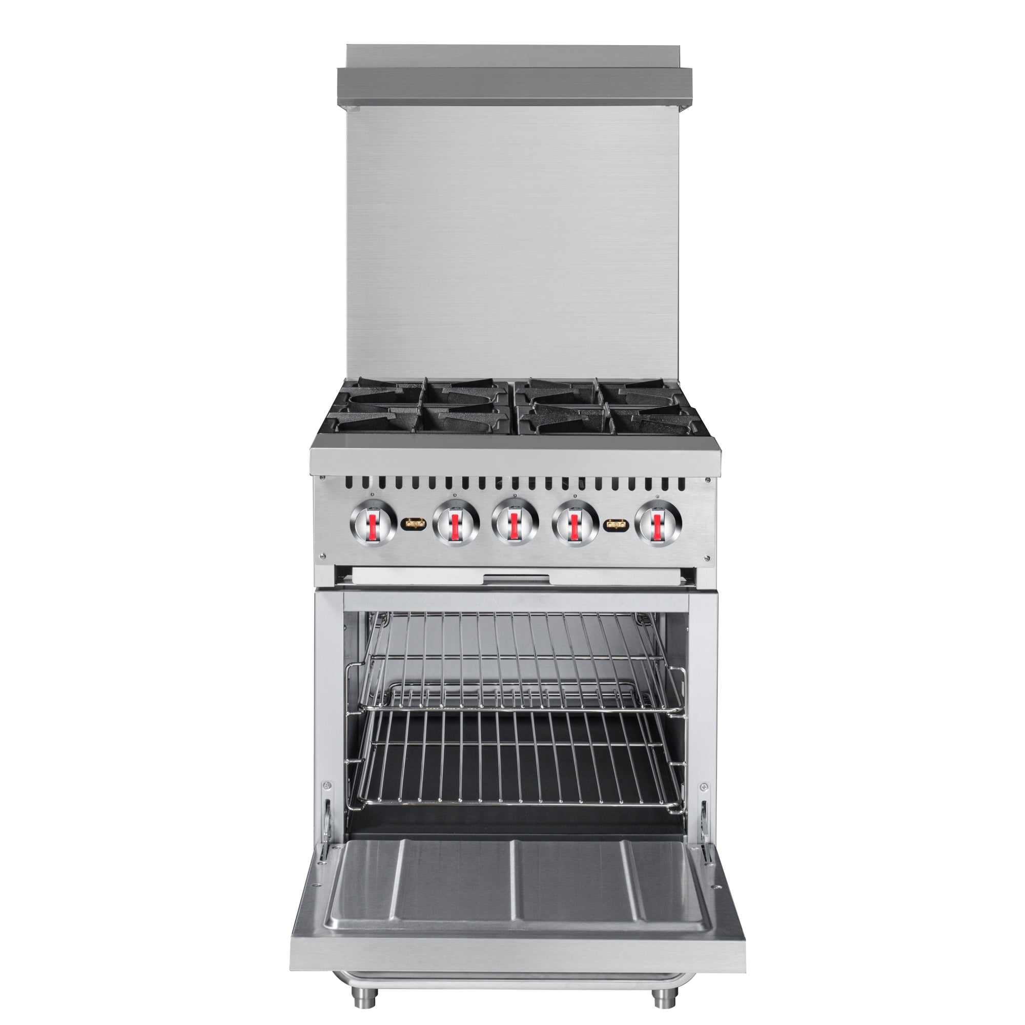 24 in. 4 Burner Commercial Liquid Propane Range with Oven in Stainless ...