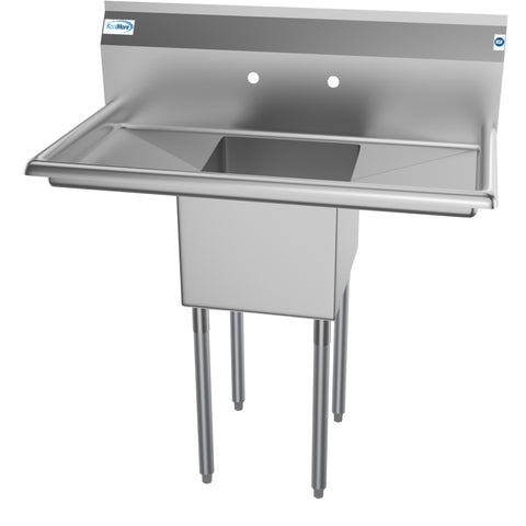 38 in. One Compartment Stainless Steel Commercial Sink with Drainboards, Bowl Size 14"x 16"x 11" SA141611-12B3.