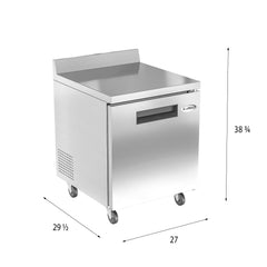 27 in. One-Door Worktop Freezer With 3.5 in. Backsplash - 6.3 Cu Ft. FWT-1D-6C.