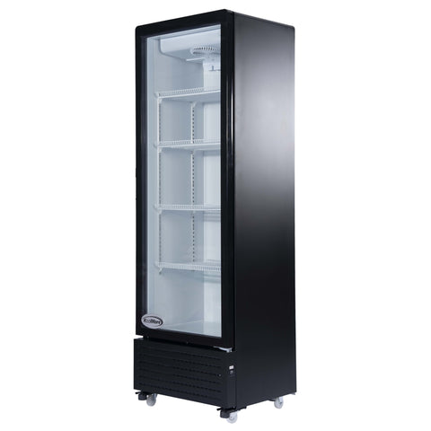 23 in. One Glass Door Commercial Display Merchandiser Refrigerator Cooler in Black, ETL Listed, 10 cu. ft. (KM-MDR-1GD-10C)
