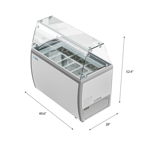 50 in. Gelato Dipping Cabinet Display Freezer with Sliding Glass Door and Sneeze Guard 13 cu. ft. KM-GDC-49SD-FG
